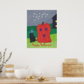 Pumpkin Ghost en Wizard Cat Halloween Posters (Keuken)