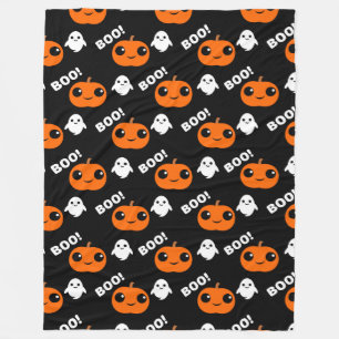 Pumpkin Ghost Halloween Pattern Fleece Deken