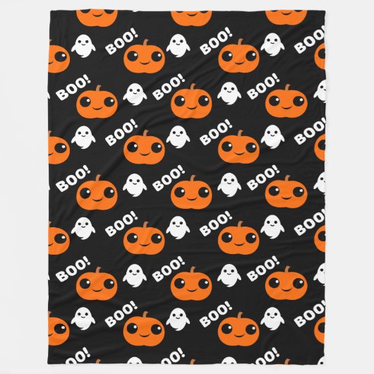 Pumpkin Ghost Halloween Pattern Fleece Deken (Voorkant)