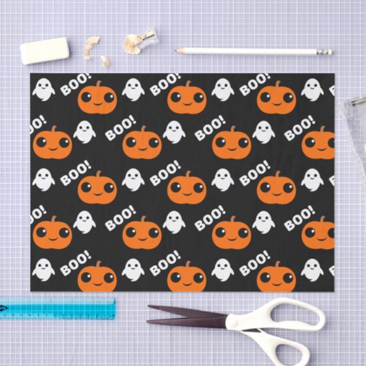 Pumpkin Ghost Halloween Pattern Tissuepapier (Craft)