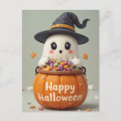 Pumpkin Ghost Halloween Sweet Ghostly Groetjes Briefkaart (Voorkant)