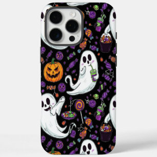 Pumpkin Ghost Pattern Schattige Halloween iPhone 16 Pro Max Hoesje