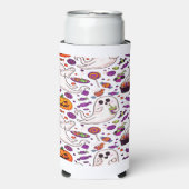 Pumpkin Ghost Pattern Schattige Halloween Seltzer Blikjeskoeler (Seltzer Voorkant)