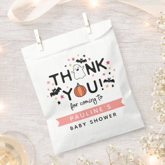 Pumpkin Ghost Roze Halloween Baby shower Dank u Bedankzakje (Geknipt)