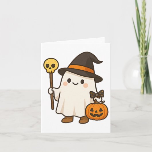 Pumpkin Ghost Witch Shirt Schattige Halloween Kind Kaart (Voorkant)