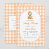Pumpkin Gingham Baby shower Girl Kaart (Voorkant / Achterkant)
