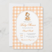 Pumpkin Gingham Baby shower Girl Kaart (Voorkant)