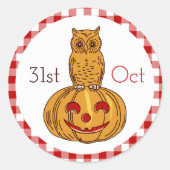 Pumpkin Gingham Pattern Ronde Sticker (Voorkant)