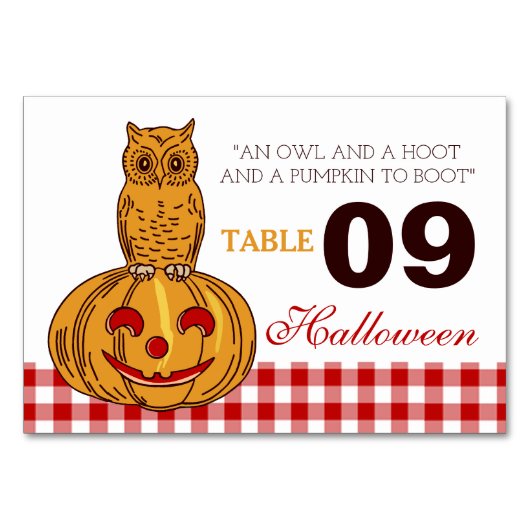 Pumpkin Gingham Pattern Table Number Kaart (Achterkant)