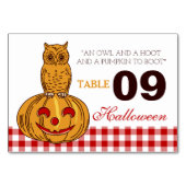 Pumpkin Gingham Pattern Table Number Kaart (Voorkant)