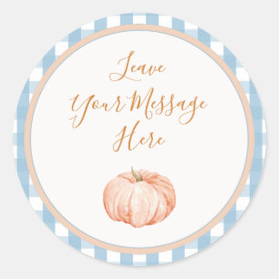 Pumpkin Gingham Verjaardag Hou van je bericht hier Ronde Sticker