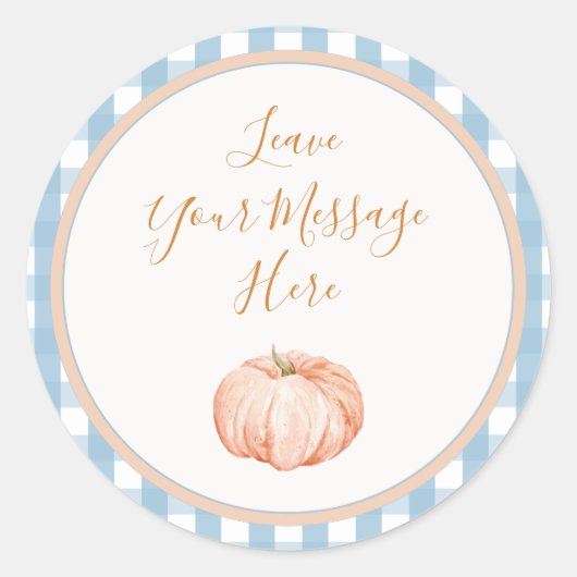 Pumpkin Gingham Verjaardag Hou van je bericht hier Ronde Sticker (Voorkant)
