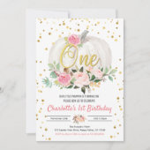 Pumpkin Girl 1e verjaardag roze uitnodiging (Voorkant)