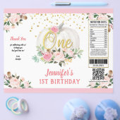 Pumpkin Girl 1st Birthday Pink Chip Bag Wrapper Flyer (Enkel)