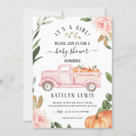 Pumpkin Girl Baby shower Invitation Kaart