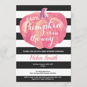 Pumpkin Girl Baby shower Invitation Kaart