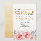 Pumpkin Girl Baby shower Waterverf Floral Briefpapier (Voorkant / Achterkant)