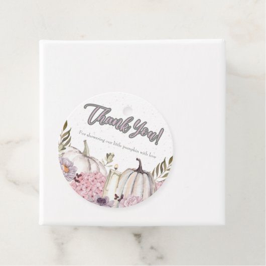 Pumpkin Girl Pink Baby shower Cirkel Dank u Bedankjes Labels (In situ)