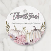 Pumpkin Girl Pink Baby shower Cirkel Dank u Bedankjes Labels (Voorkant)