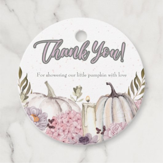 Pumpkin Girl Pink Baby shower Cirkel Dank u Bedankjes Labels (Voorkant)
