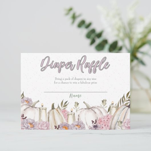 Pumpkin Girl Pink Baby shower Diaper Raffle Kaart (Staand voorkant)