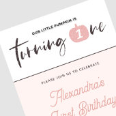 Pumpkin Girl Pink Glitter Halloween 1e verjaardag Kaart