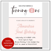 Pumpkin Girl Pink Glitter Halloween 1e verjaardag Kaart