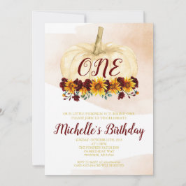 Pumpkin Girl Sunflower Gold First Birthday Kaart