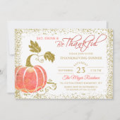 Pumpkin Glitter Thanksgiving Inbeluitnodiging Bedankkaart (Voorkant)