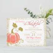 Pumpkin Glitter Thanksgiving Inbeluitnodiging Bedankkaart (Staand voorkant)