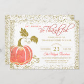 Pumpkin Glitter Thanksgiving Inbeluitnodiging Bedankkaart (Voorkant / Achterkant)