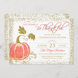 Pumpkin Glitter Thanksgiving Inbeluitnodiging Bedankkaart