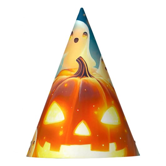 Pumpkin Glow Ghost Party Waterverf Feesthoedjes (Voorkant)