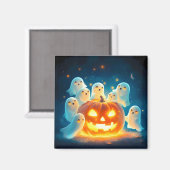 Pumpkin Glow Ghost Party Waterverf Magneet (Voorkant / Achterkant)