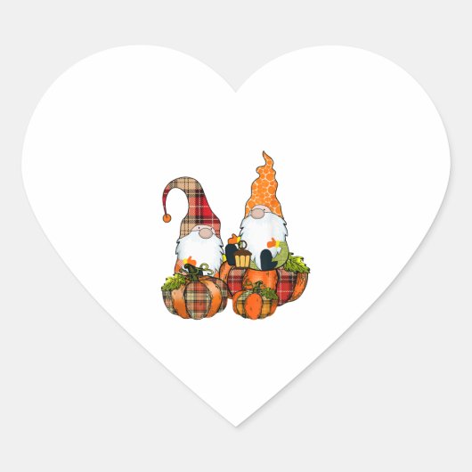 Pumpkin Gnomes Fall Autumn Cute Halloween Hart Sticker (Voorkant)