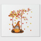 Pumpkin Gnomes Fall Autumn Leaves, Cute Thanksgivi Cadeaupapier (Vlak)