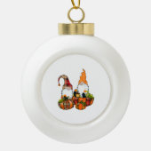 Pumpkin Gnomes Herfst Autumn Cute Halloween Keramische Bal Ornament (Voorkant)