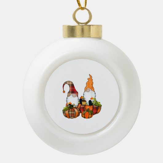 Pumpkin Gnomes Herfst Autumn Cute Halloween Keramische Bal Ornament (Voorkant)