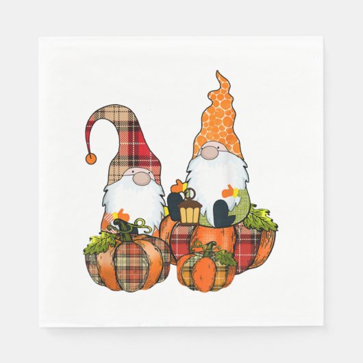 Pumpkin Gnomes Herfst Autumn Cute Halloween Servet (Voorkant)