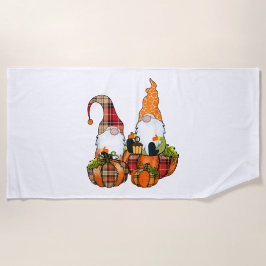Pumpkin Gnomes Herfst Autumn Cute Halloween Strandlaken (Voorkant)