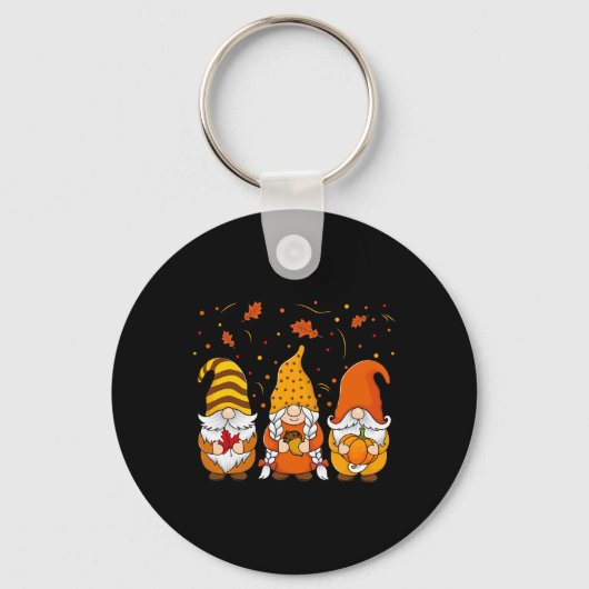Pumpkin Gnomes Herfst Autumn Cute Halloween Thanks Sleutelhanger (Voorkant)