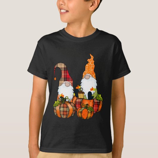Pumpkin Gnomes Herfst Autumn Cute Halloween Thanks T-shirt (Voorkant)
