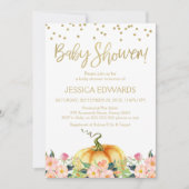 Pumpkin Gold Calligraphy Baby shower Invitation Kaart (Voorkant)