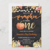 Pumpkin Gold Herfst Chalkboard, eerste verjaardag Kaart (Voorkant)