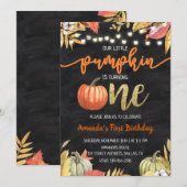 Pumpkin Gold Herfst Chalkboard, eerste verjaardag Kaart (Voorkant / Achterkant)