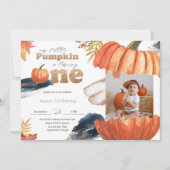 Pumpkin Gold Herfst eerste verjaardag met foto Kaart (Voorkant)