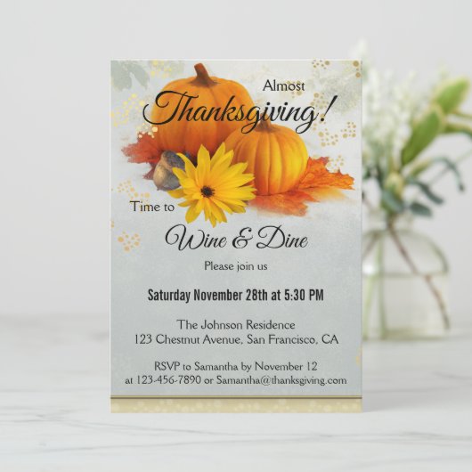 Pumpkin Gold Thanksgiving Innodiging voor gebruik  Kaart (Staand voorkant)