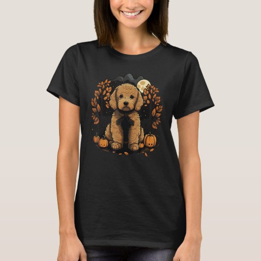 Pumpkin Golden Doodle costume on Goldendoodle Hall T-shirt (Voorkant)