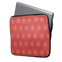 Pumpkin | Golden Zinnia Flower Medallions Laptop Sleeve
