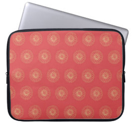Pumpkin | Golden Zinnia Flower Medallions Laptop Sleeve